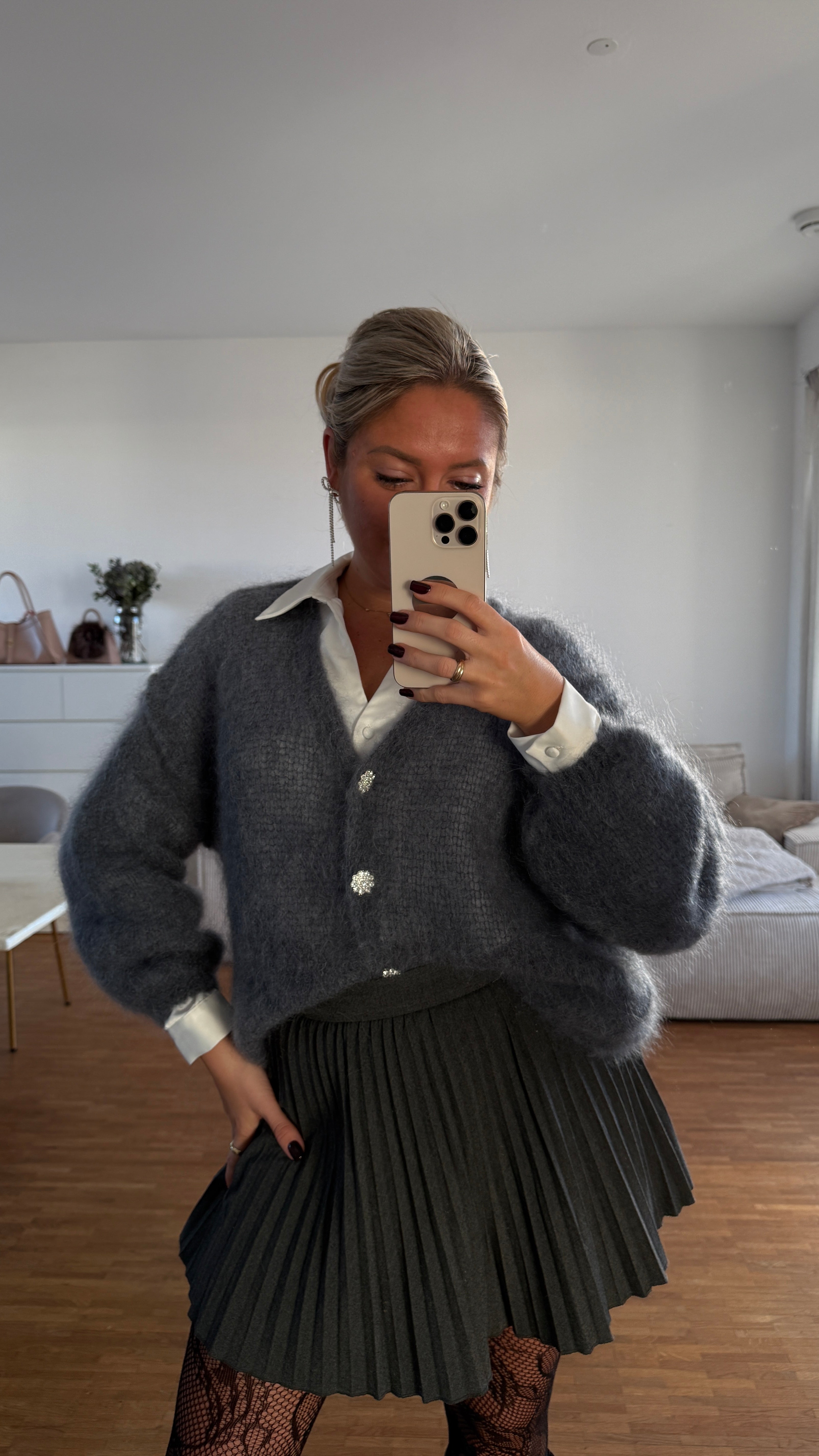 Luxury Mohair Cardigan with crystal buttons – Made in Italy